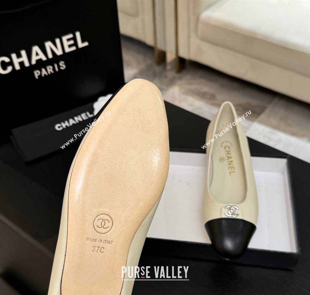 Chanel Lambskin Leather Ballets Flat with CC Tag White 2025 G46441 2 (MD-251103024)