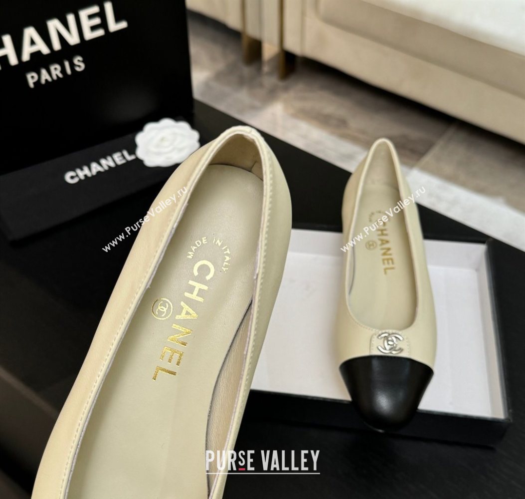 Chanel Lambskin Leather Ballets Flat with CC Tag White 2025 G46441 2 (MD-251103024)