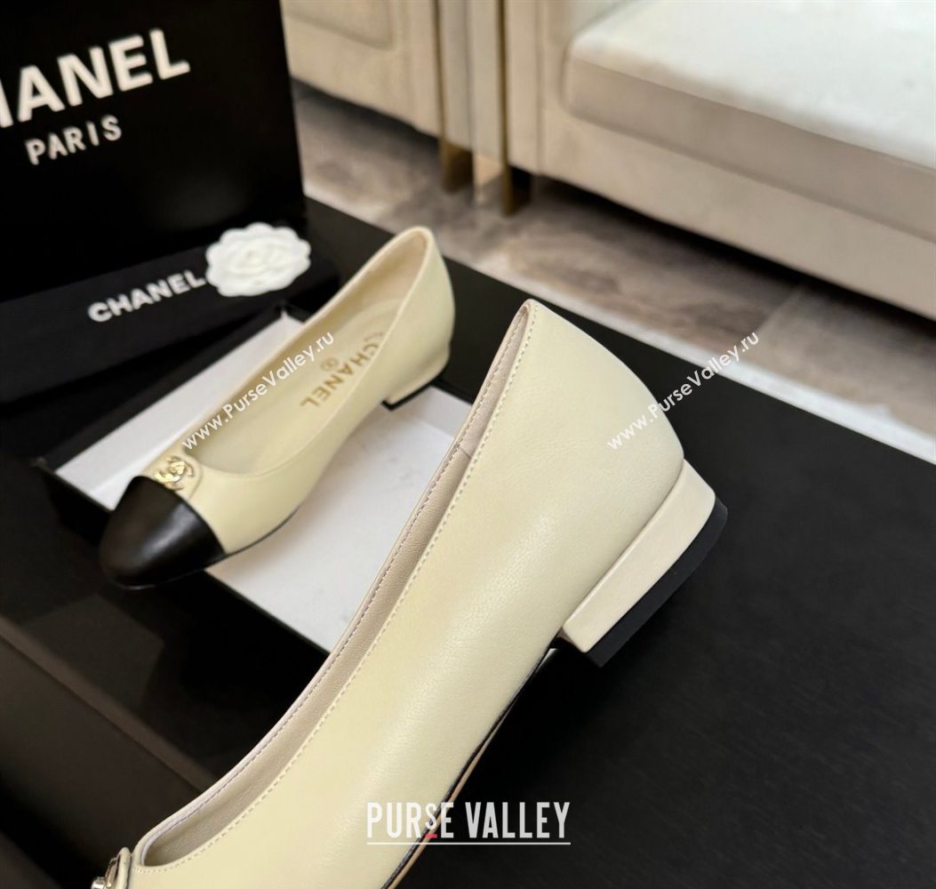 Chanel Lambskin Leather Ballets Flat with CC Tag White 2025 G46441 2 (MD-251103024)