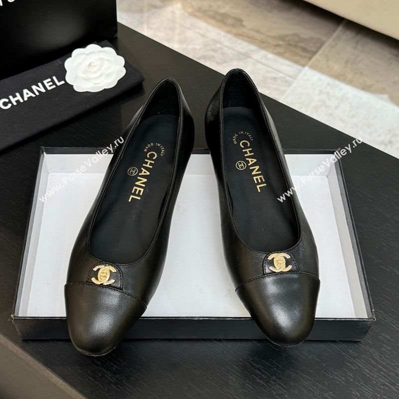 Chanel Lambskin Leather Ballets Flat with CC Tag Black 2025 G46441 2 (MD-251103025)