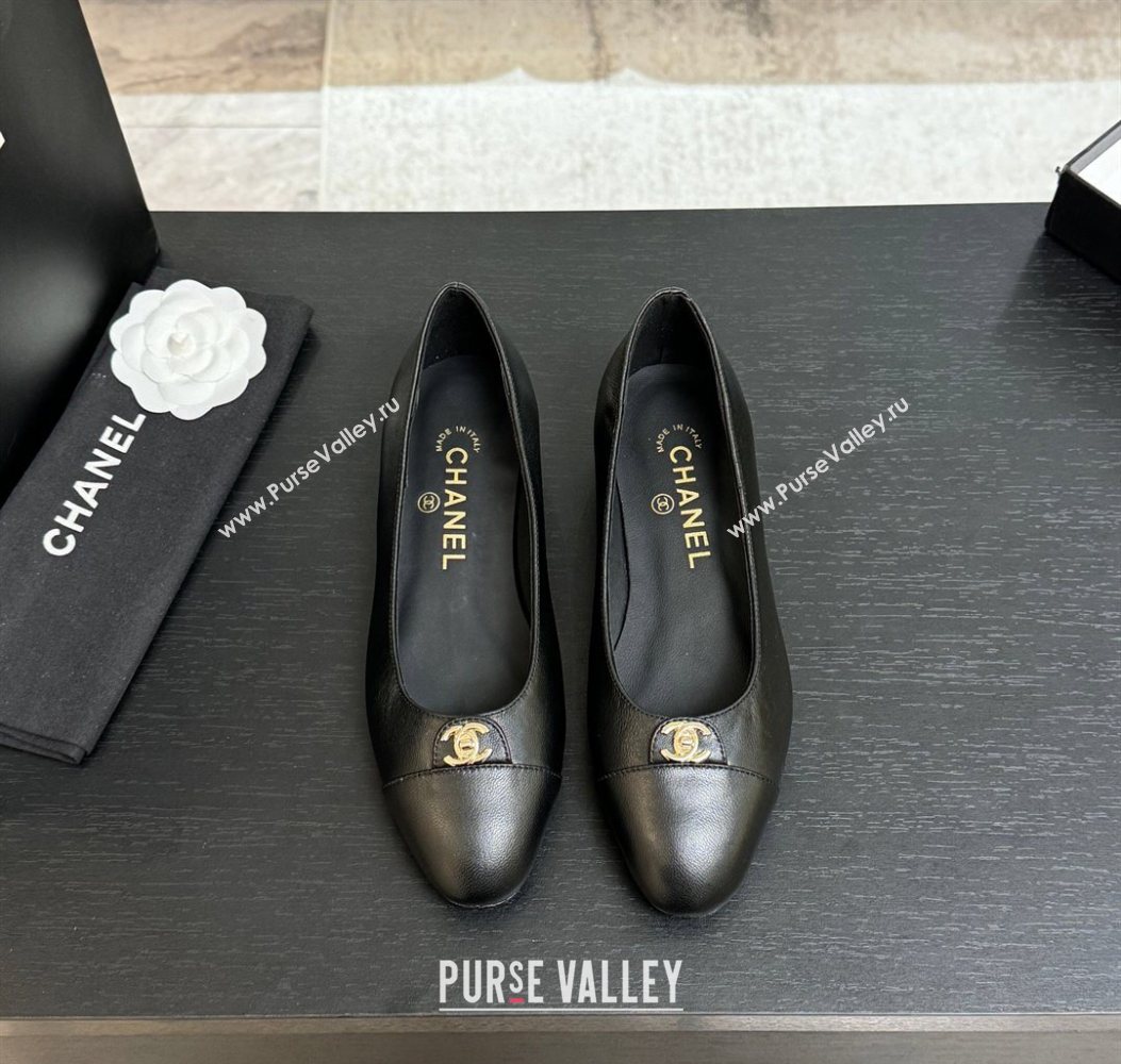 Chanel Lambskin Leather Ballets Flat with CC Tag Black 2025 G46441 2 (MD-251103025)