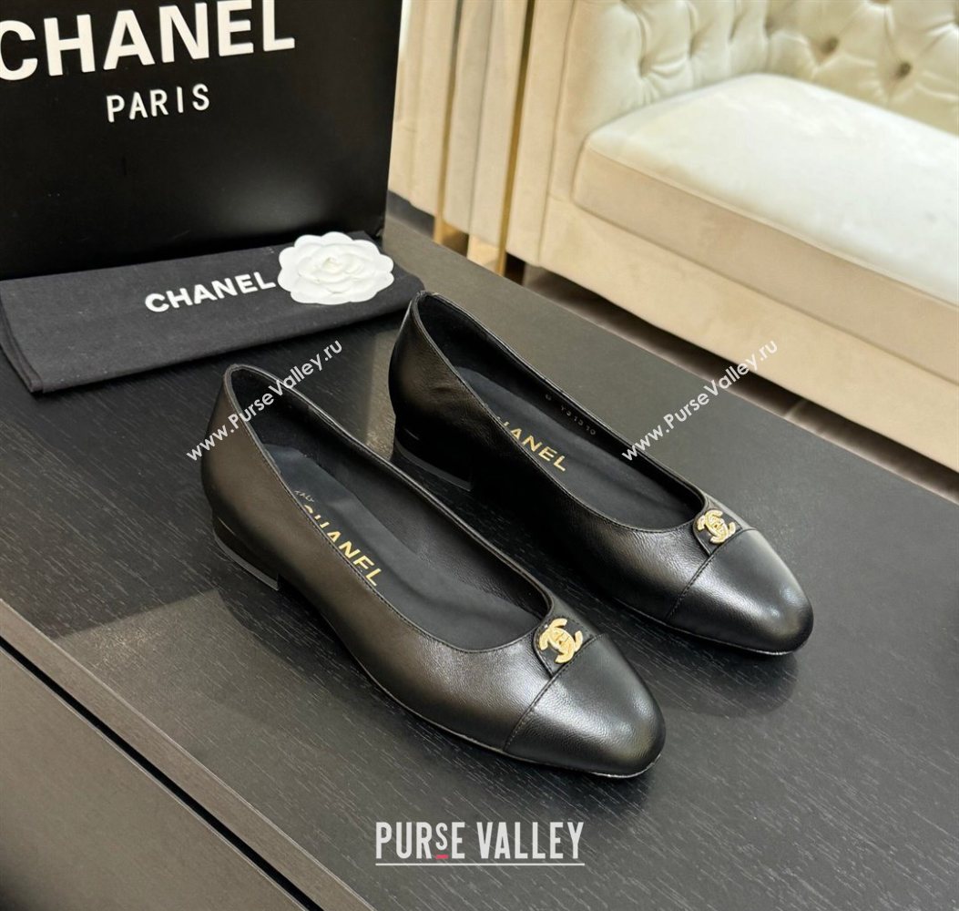 Chanel Lambskin Leather Ballets Flat with CC Tag Black 2025 G46441 2 (MD-251103025)