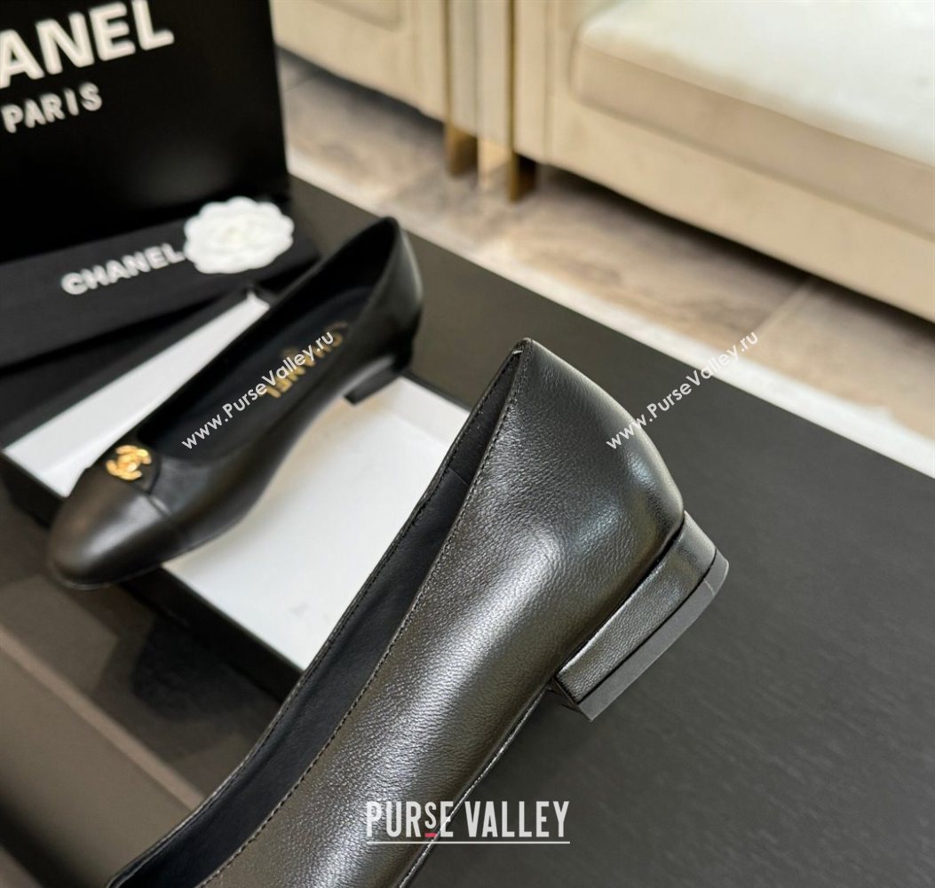 Chanel Lambskin Leather Ballets Flat with CC Tag Black 2025 G46441 2 (MD-251103025)