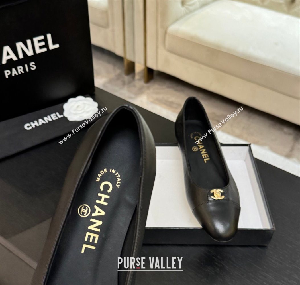 Chanel Lambskin Leather Ballets Flat with CC Tag Black 2025 G46441 2 (MD-251103025)