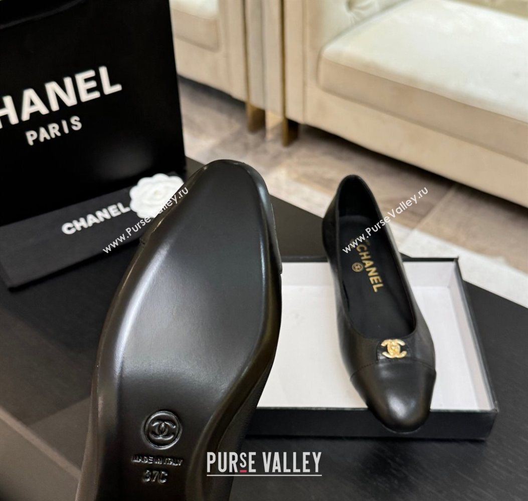 Chanel Lambskin Leather Ballets Flat with CC Tag Black 2025 G46441 2 (MD-251103025)
