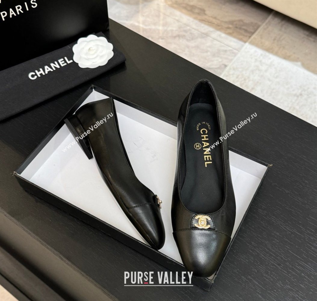 Chanel Lambskin Leather Ballets Flat with CC Tag Black 2025 G46441 2 (MD-251103025)