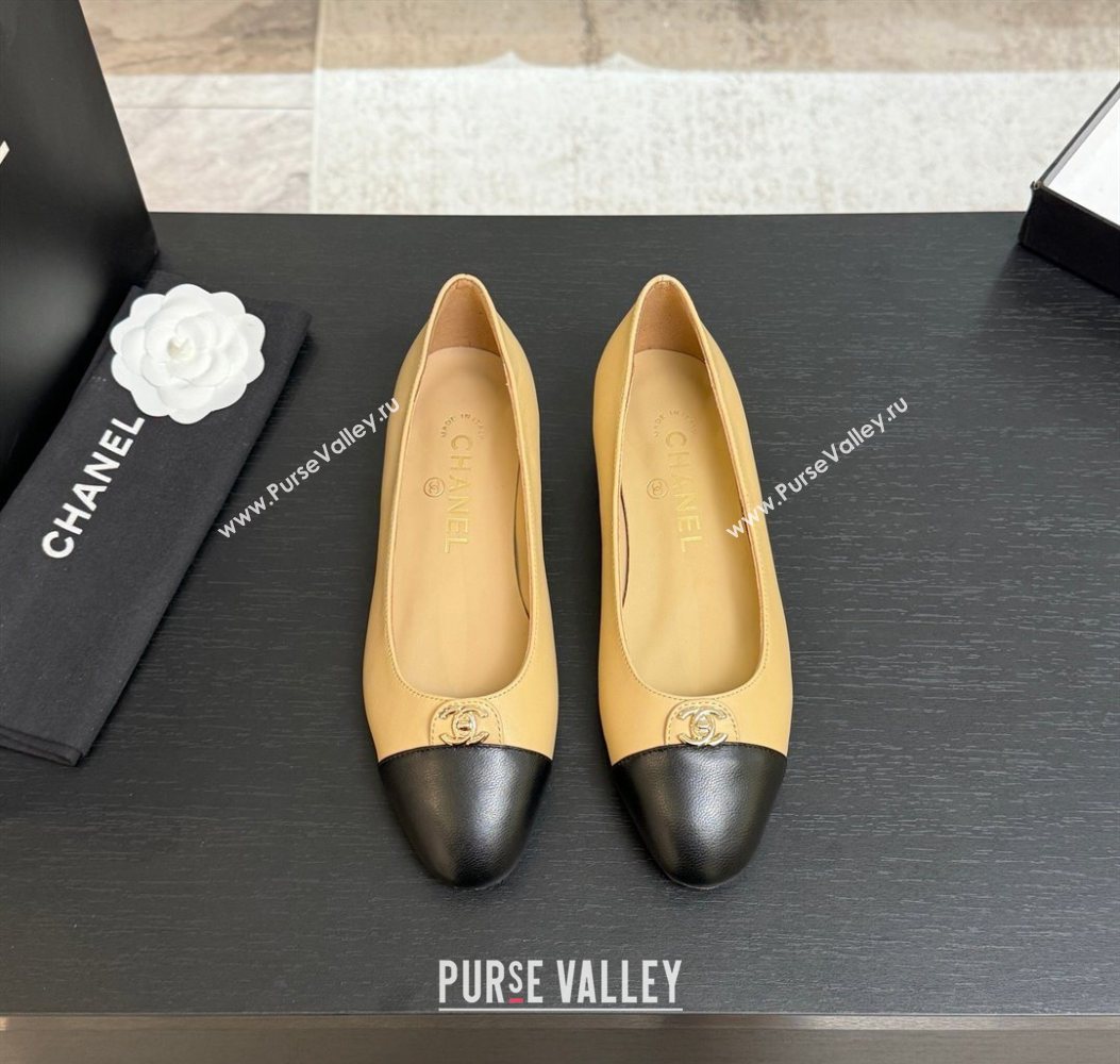 Chanel Lambskin Leather Ballets Flat with CC Tag Beige 2025 G46441 2 (MD-251103026)