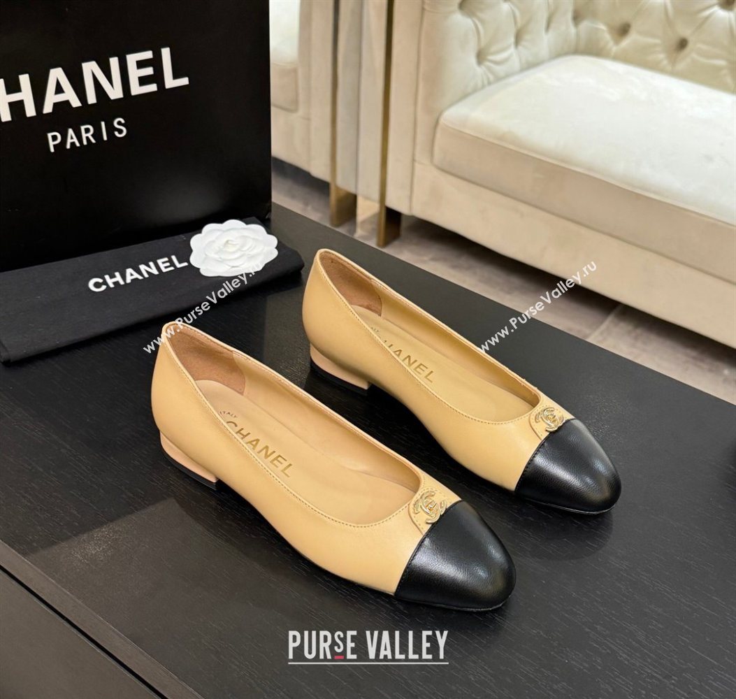 Chanel Lambskin Leather Ballets Flat with CC Tag Beige 2025 G46441 2 (MD-251103026)