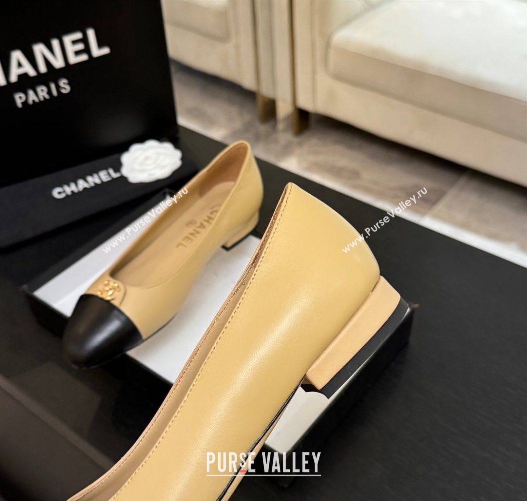 Chanel Lambskin Leather Ballets Flat with CC Tag Beige 2025 G46441 2 (MD-251103026)