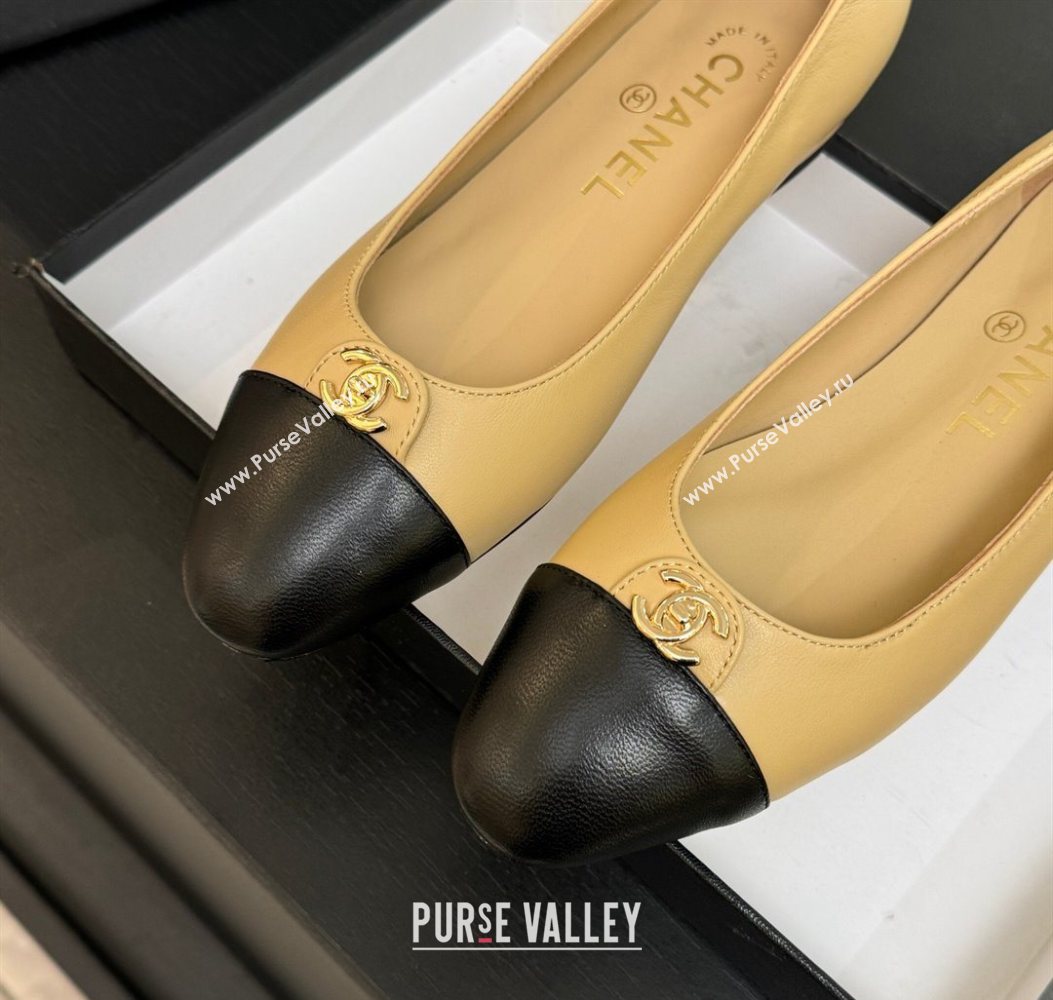 Chanel Lambskin Leather Ballets Flat with CC Tag Beige 2025 G46441 2 (MD-251103026)