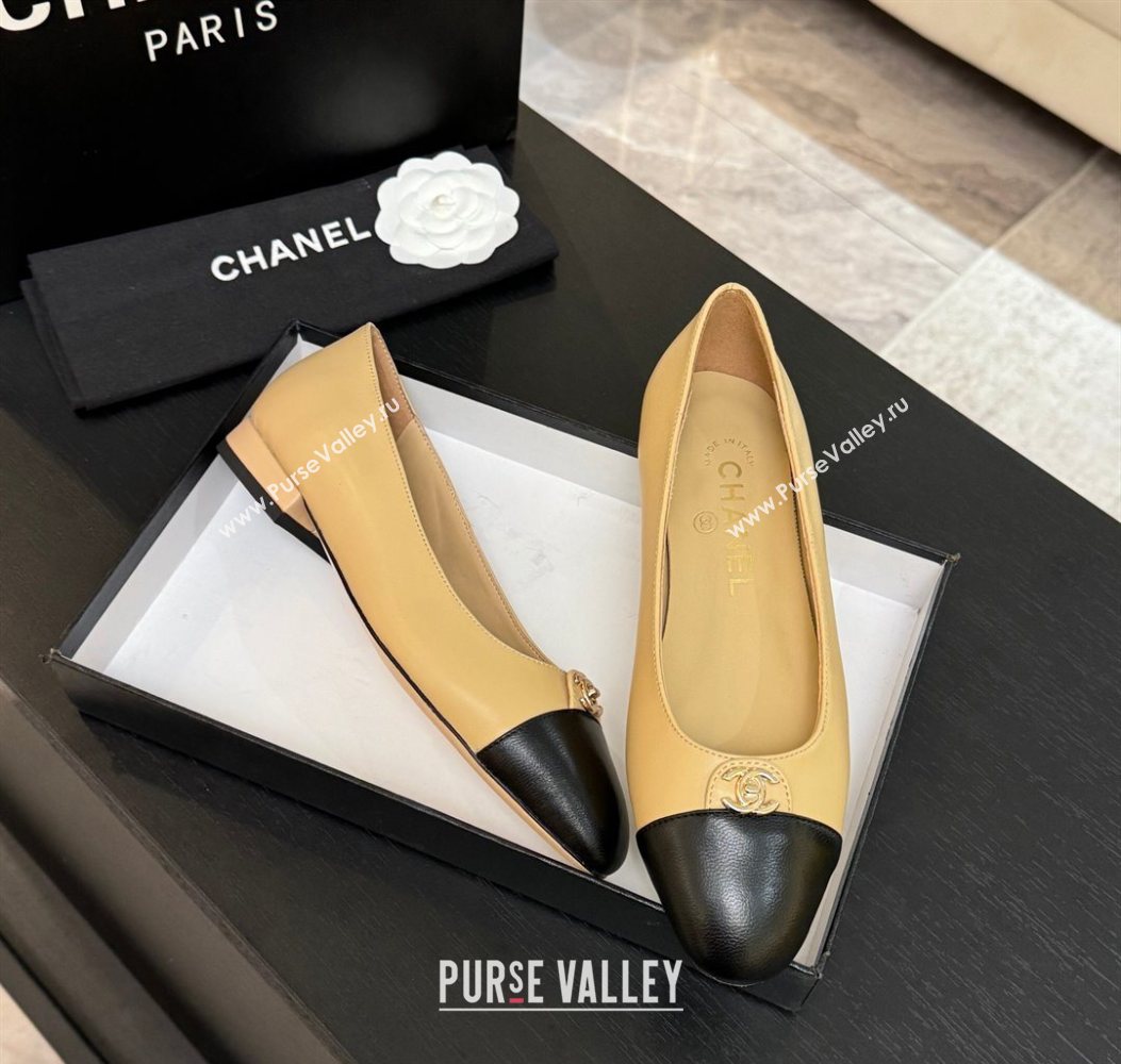 Chanel Lambskin Leather Ballets Flat with CC Tag Beige 2025 G46441 2 (MD-251103026)