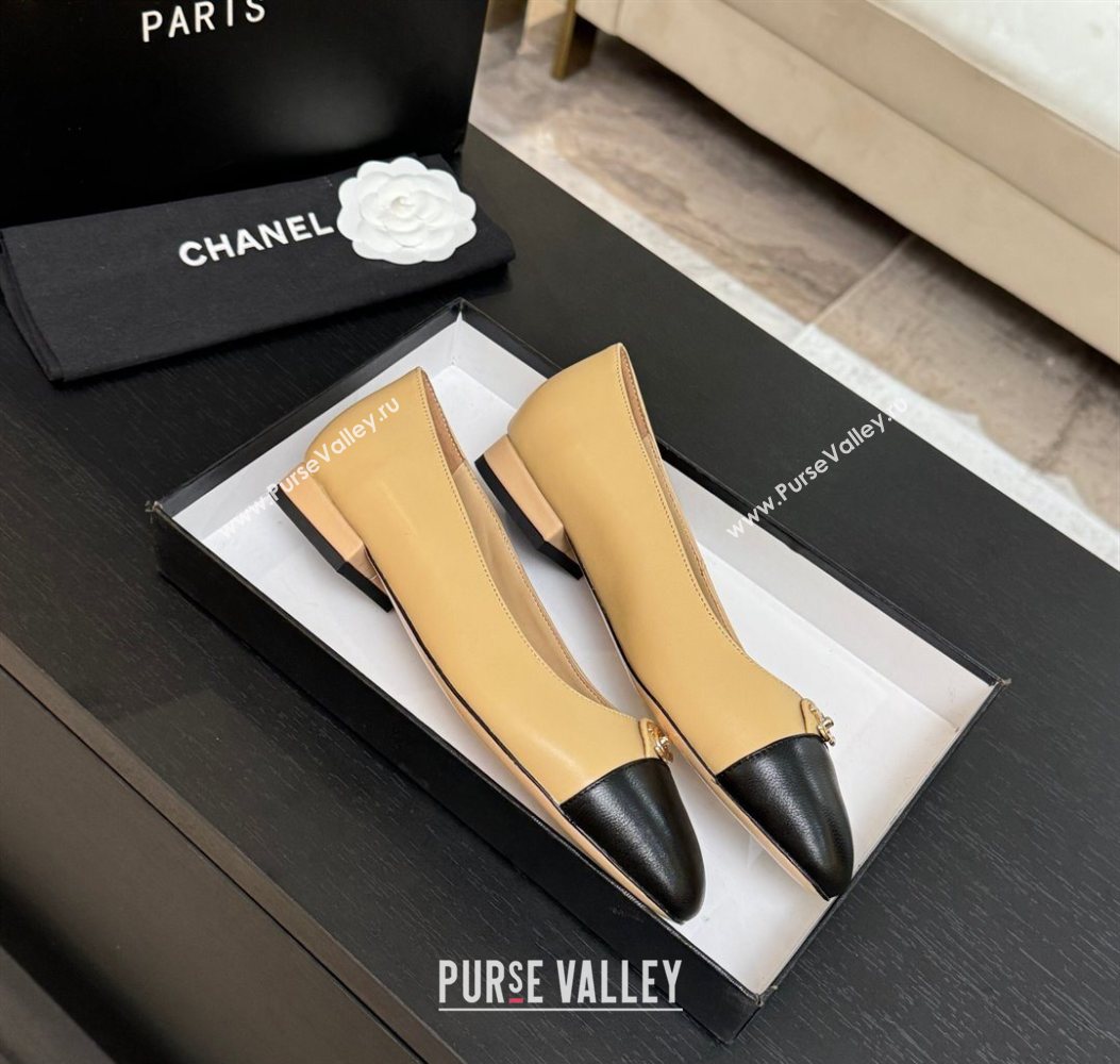 Chanel Lambskin Leather Ballets Flat with CC Tag Beige 2025 G46441 2 (MD-251103026)