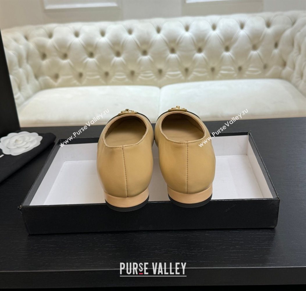Chanel Lambskin Leather Ballets Flat with CC Tag Beige 2025 G46441 2 (MD-251103026)
