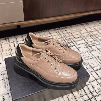 Chanel Calfskin Leather Laced-up Shoes 5cm Nude 2025 CH103101 (MD-251031094)