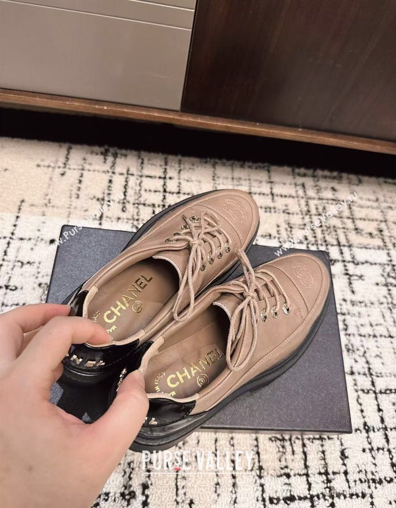 Chanel Calfskin Leather Laced-up Shoes 5cm Nude 2025 CH103101 (MD-251031094)