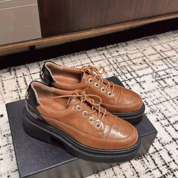 Chanel Calfskin Leather Laced-up Shoes 5cm Brown 2025 CH103101 (MD-251031095)
