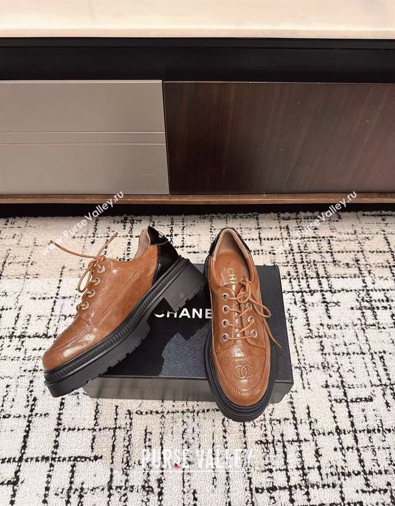 Chanel Calfskin Leather Laced-up Shoes 5cm Brown 2025 CH103101 (MD-251031095)