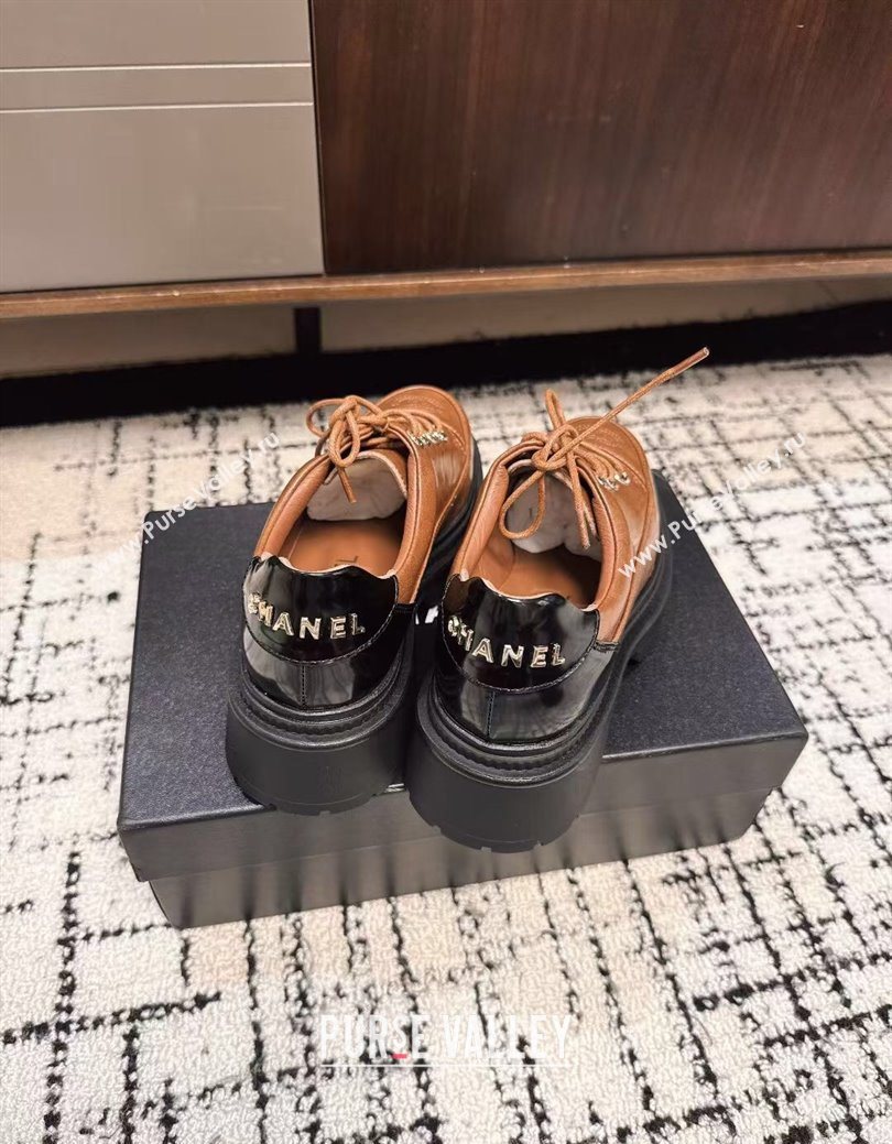 Chanel Calfskin Leather Laced-up Shoes 5cm Brown 2025 CH103101 (MD-251031095)