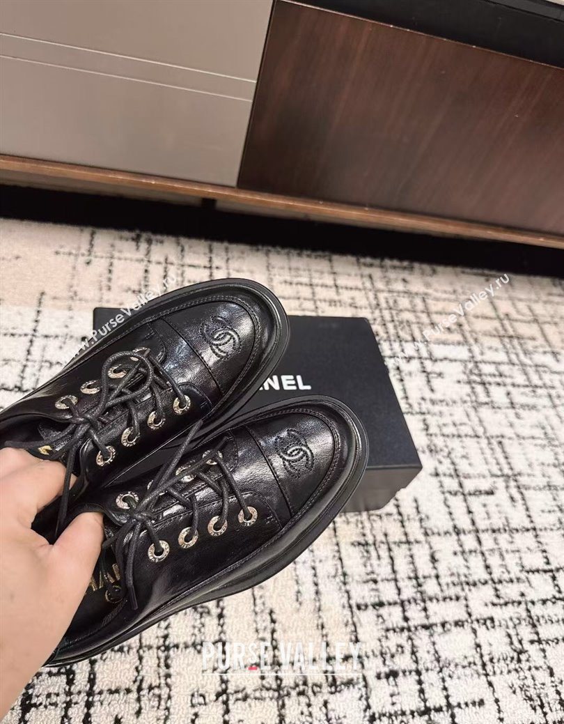 Chanel Calfskin Leather Laced-up Shoes 5cm Black 2025 CH103101 (MD-251031096)