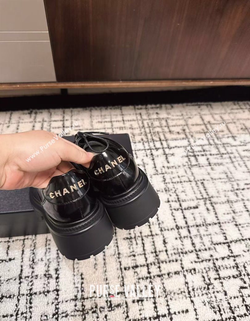 Chanel Calfskin Leather Laced-up Shoes 5cm Black 2025 CH103101 (MD-251031096)