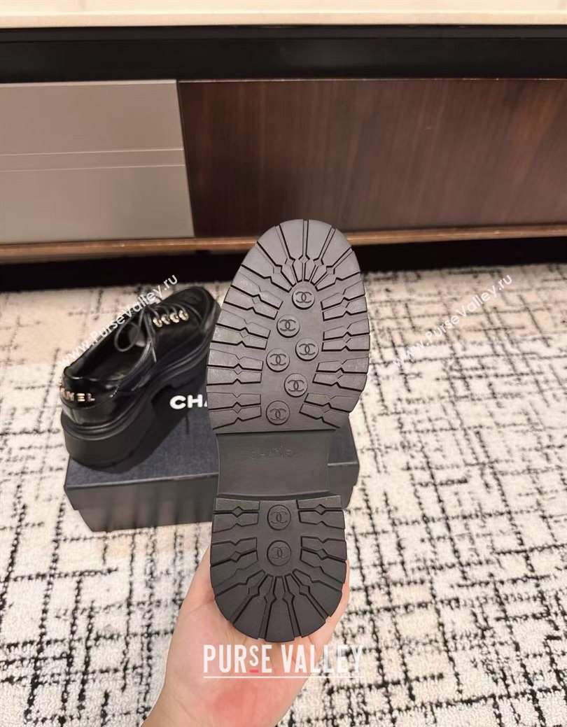 Chanel Calfskin Leather Laced-up Shoes 5cm Black 2025 CH103101 (MD-251031096)