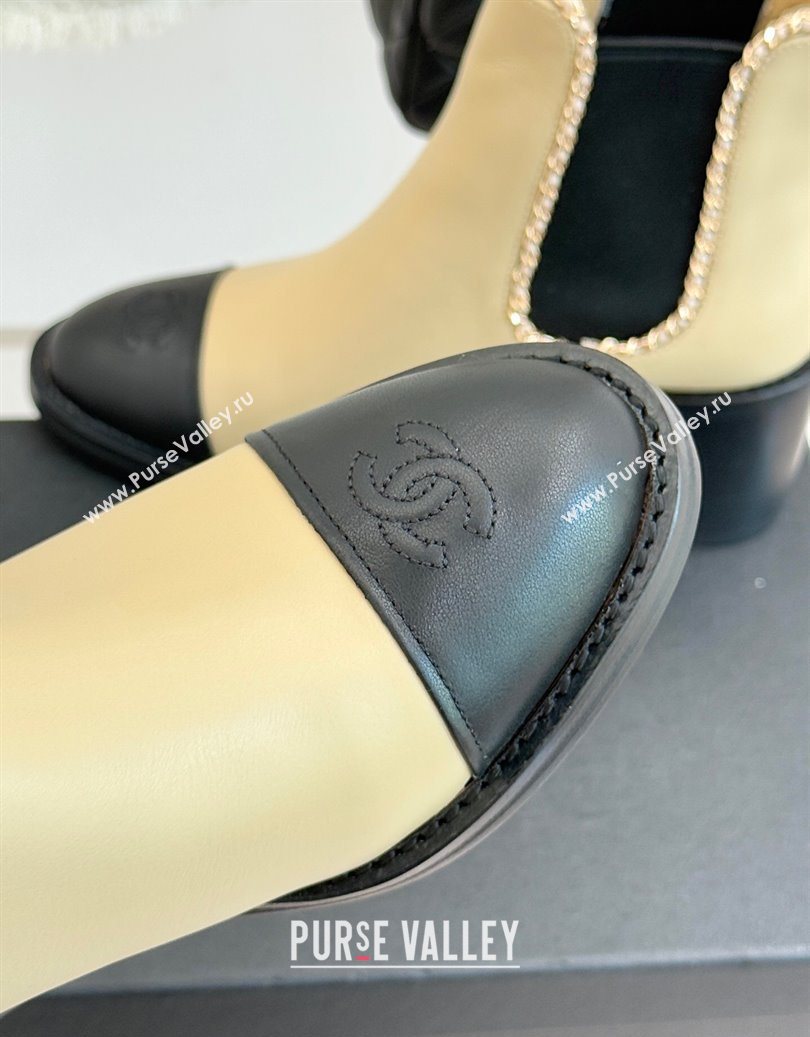 Chanel Calfskin Leather Heel Ankle Boots 5cm with Chain Beige 2025 CH110402 (MD-251104027)