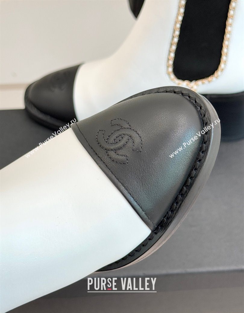 Chanel Calfskin Leather Heel Ankle Boots 5cm with Chain White 2025 CH110402 (MD-251104028)