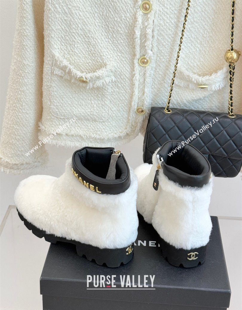 Chanel Wool Platform Ankle Boots White 2025 CH110315 (MD-251103119)