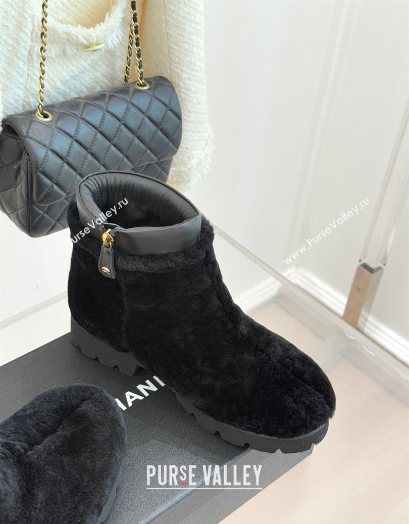 Chanel Wool Platform Ankle Boots Black 2025 CH110315 (MD-251103120)