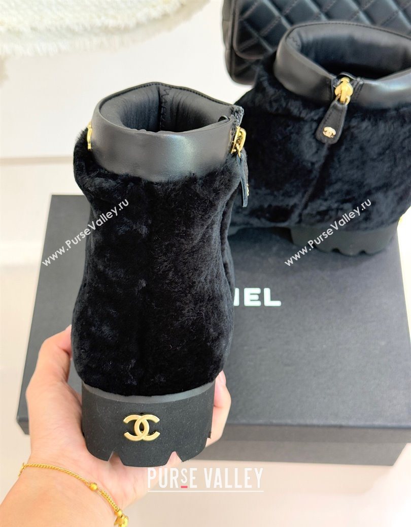 Chanel Wool Platform Ankle Boots Black 2025 CH110315 (MD-251103120)