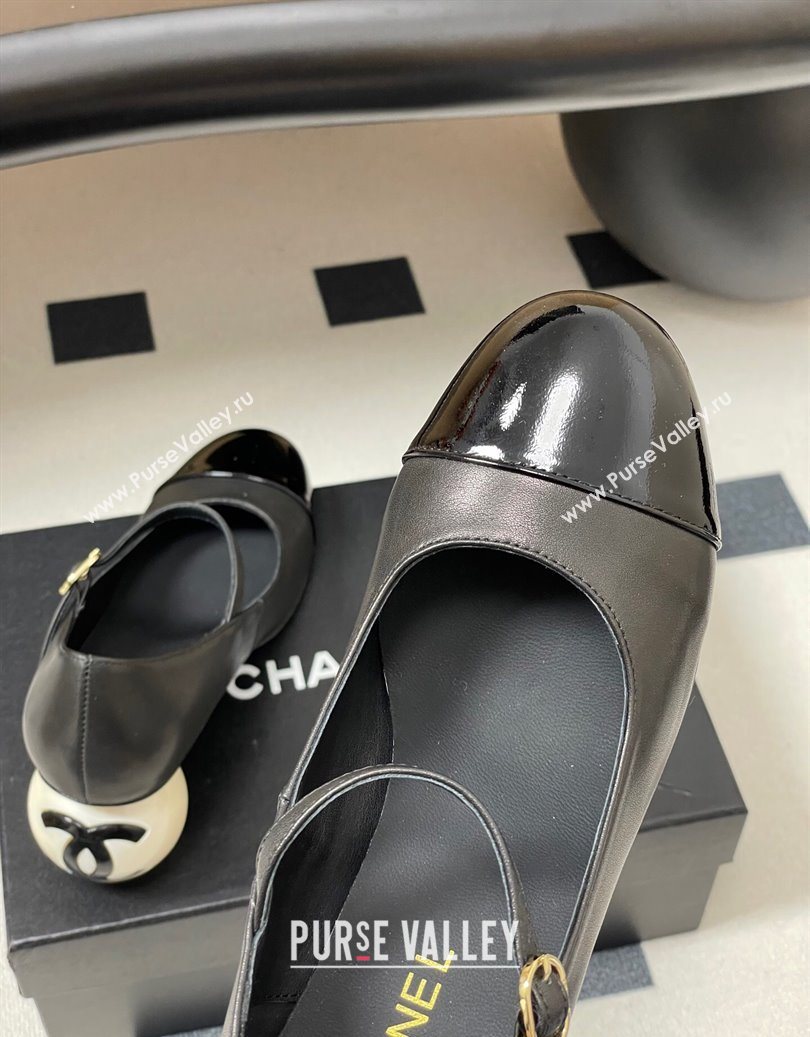 Chanel Lambskin - Patent Calfskin Pearls Mary Janes Pumps 7cm Black 2025 G46775 (MD-251103078)