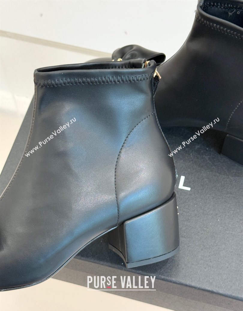 Chanel Lambskin Heel Ankle Boots with Bow Black 2025 CH110303 (MD-251103122)