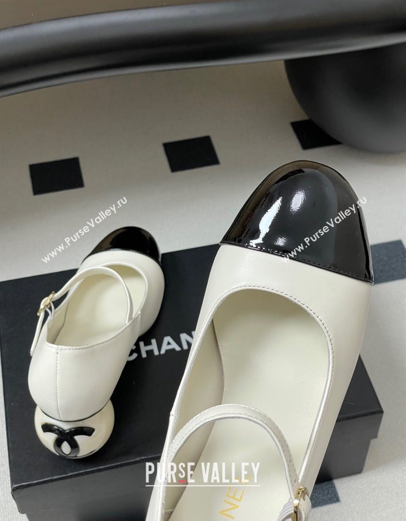 Chanel Lambskin - Patent Calfskin Pearls Mary Janes Pumps 7cm White 2025 G46775 (MD-251103079)
