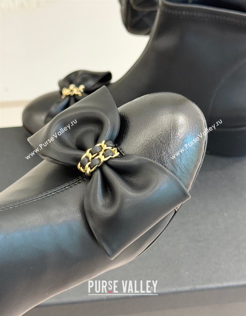 Chanel Lambskin Heel Ankle Boots with Bow Black 2025 CH110303 (MD-251103122)