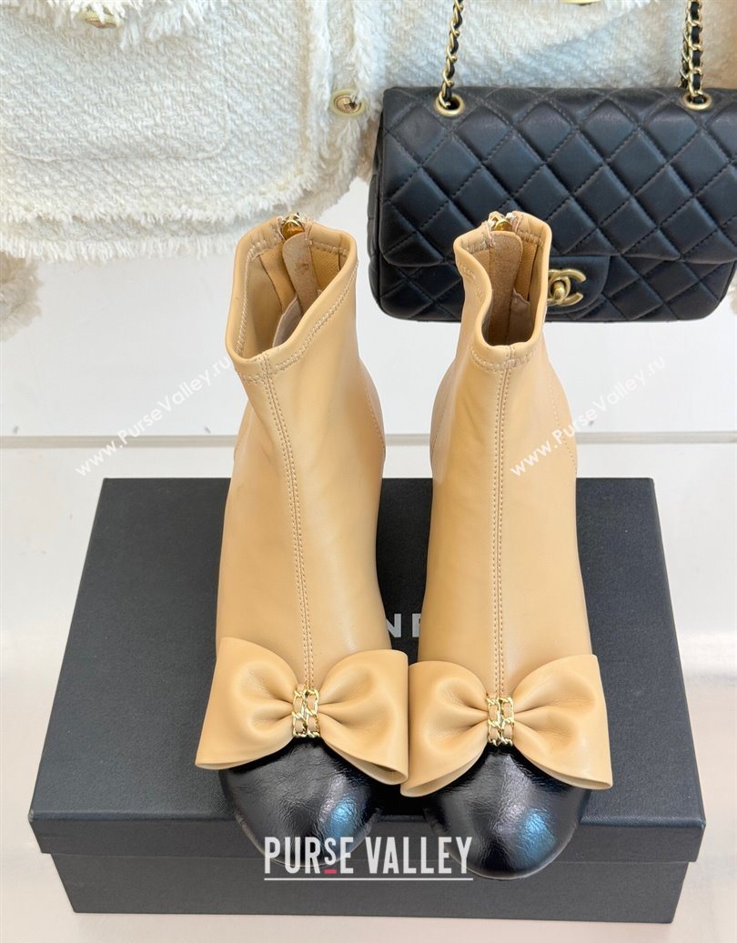 Chanel Lambskin Heel Ankle Boots with Bow Beige 2025 CH110303 (MD-251103123)