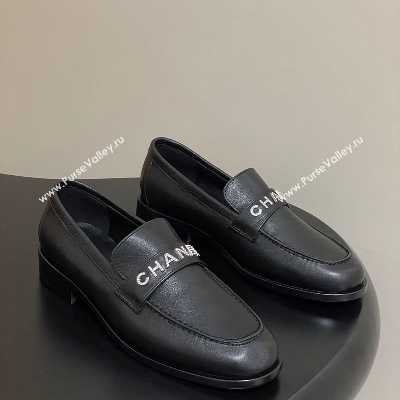 Chanel Calfskin Leather Loafers with Letters Strap Black 2025 CH103102 (MD-251031097)