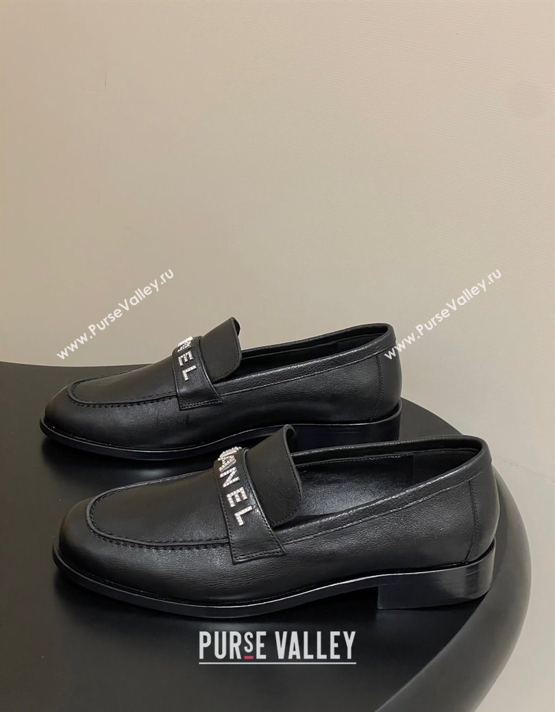 Chanel Calfskin Leather Loafers with Letters Strap Black 2025 CH103102 (MD-251031097)