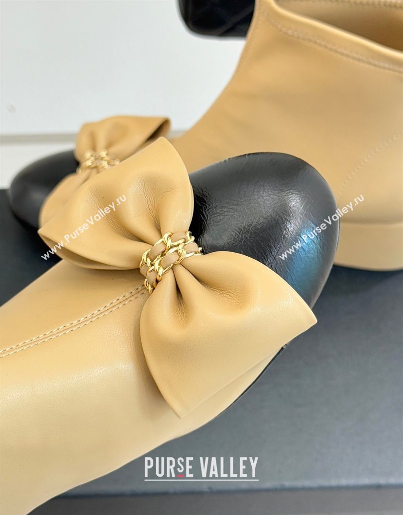 Chanel Lambskin Heel Ankle Boots with Bow Beige 2025 CH110303 (MD-251103123)