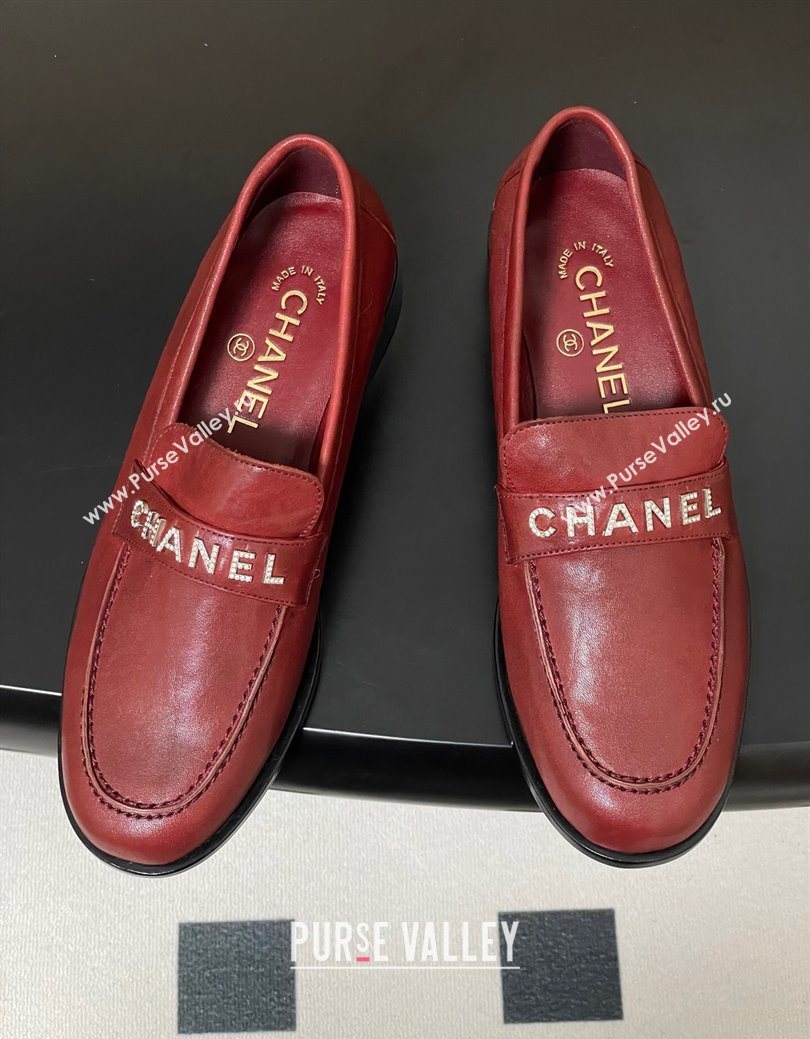 Chanel Calfskin Leather Loafers with Letters Strap Red 2025 CH103102 (MD-251031100)