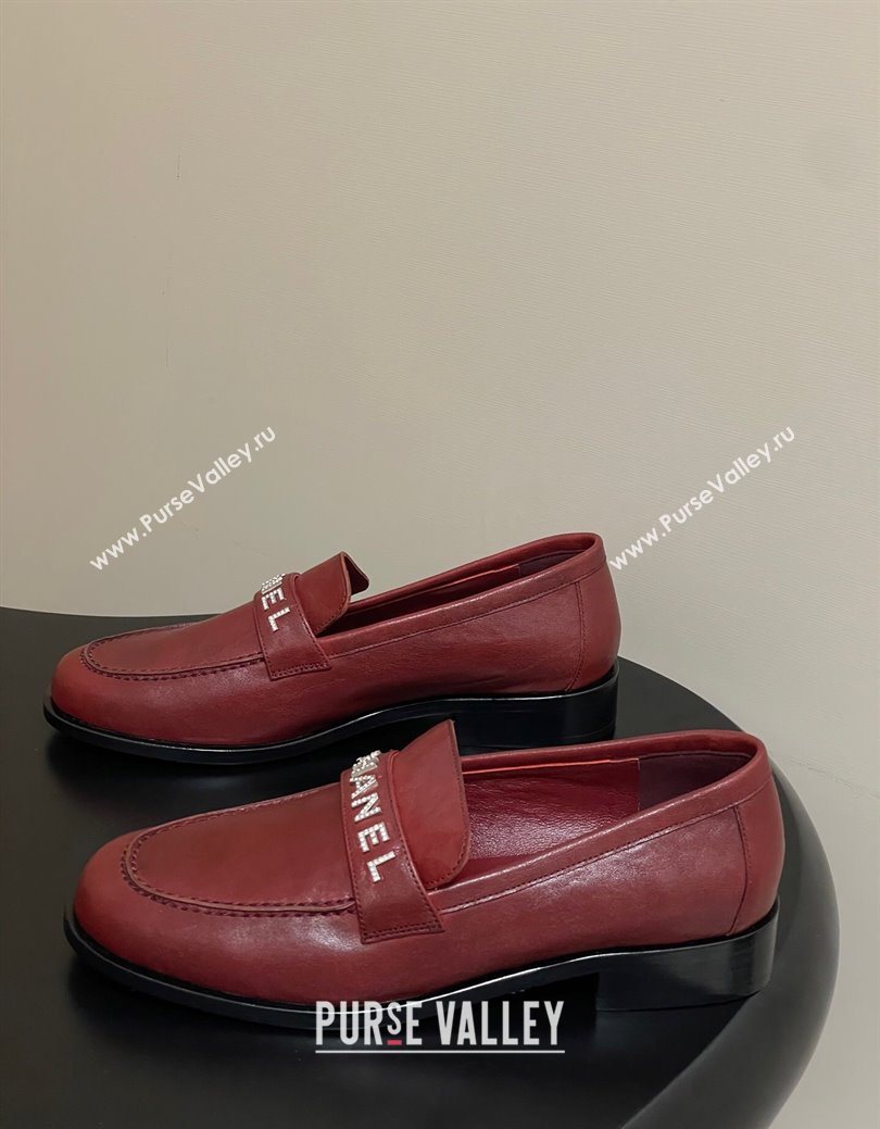 Chanel Calfskin Leather Loafers with Letters Strap Red 2025 CH103102 (MD-251031100)