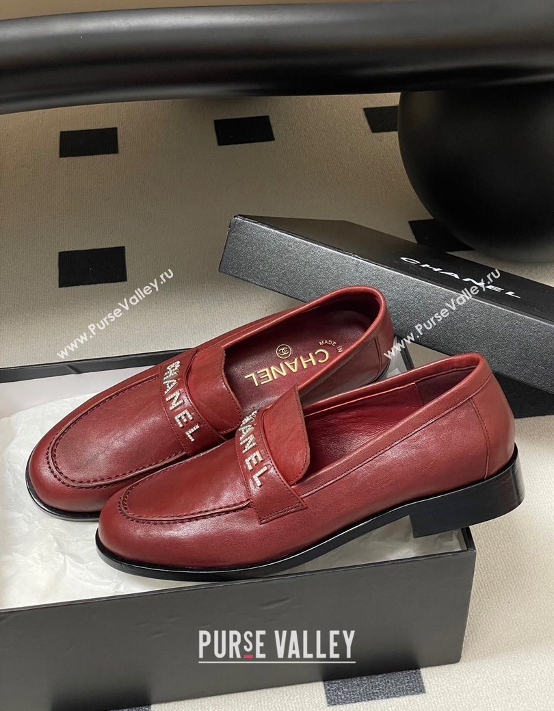 Chanel Calfskin Leather Loafers with Letters Strap Red 2025 CH103102 (MD-251031100)