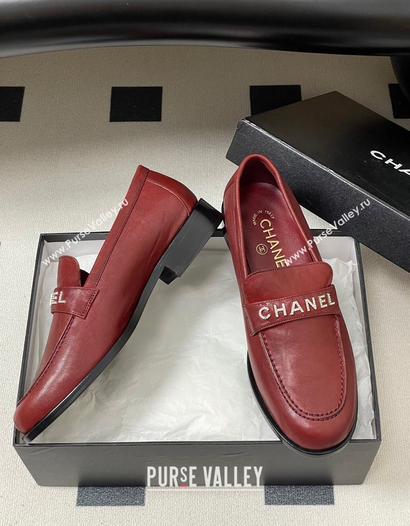 Chanel Calfskin Leather Loafers with Letters Strap Red 2025 CH103102 (MD-251031100)