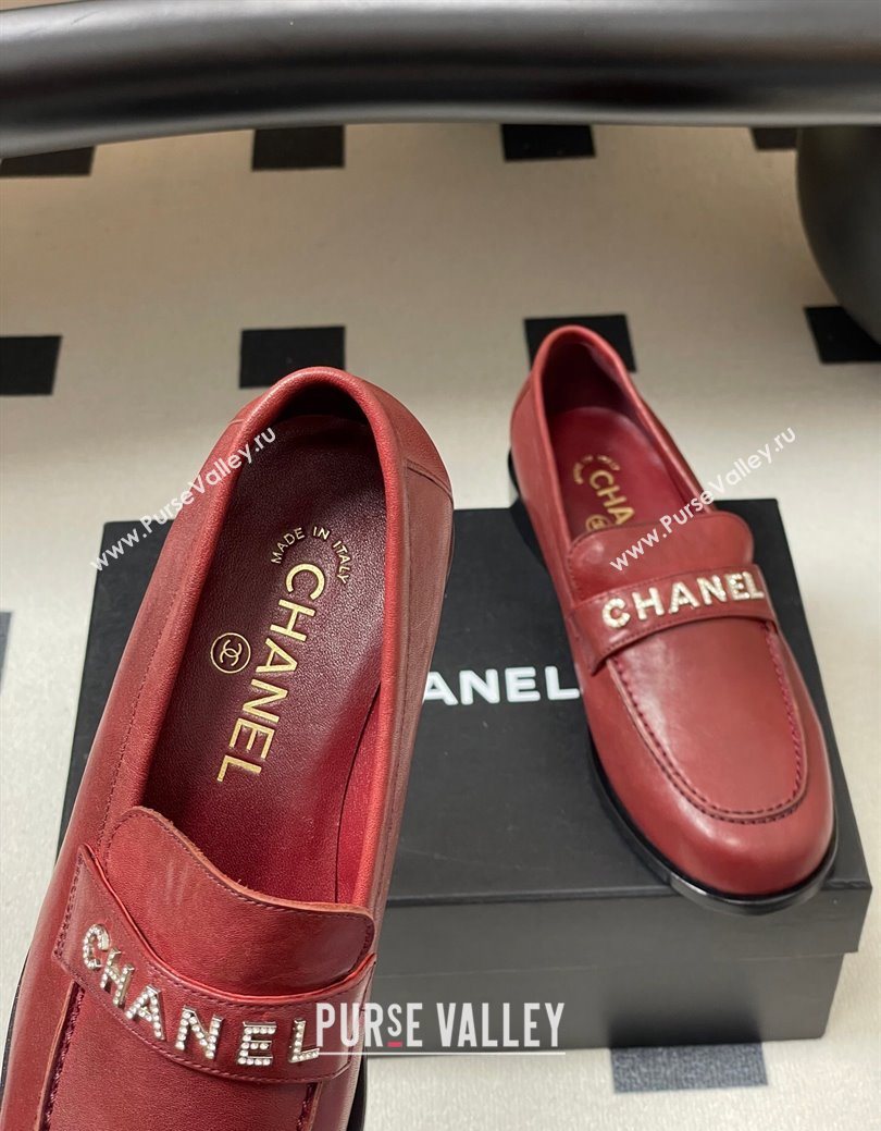 Chanel Calfskin Leather Loafers with Letters Strap Red 2025 CH103102 (MD-251031100)