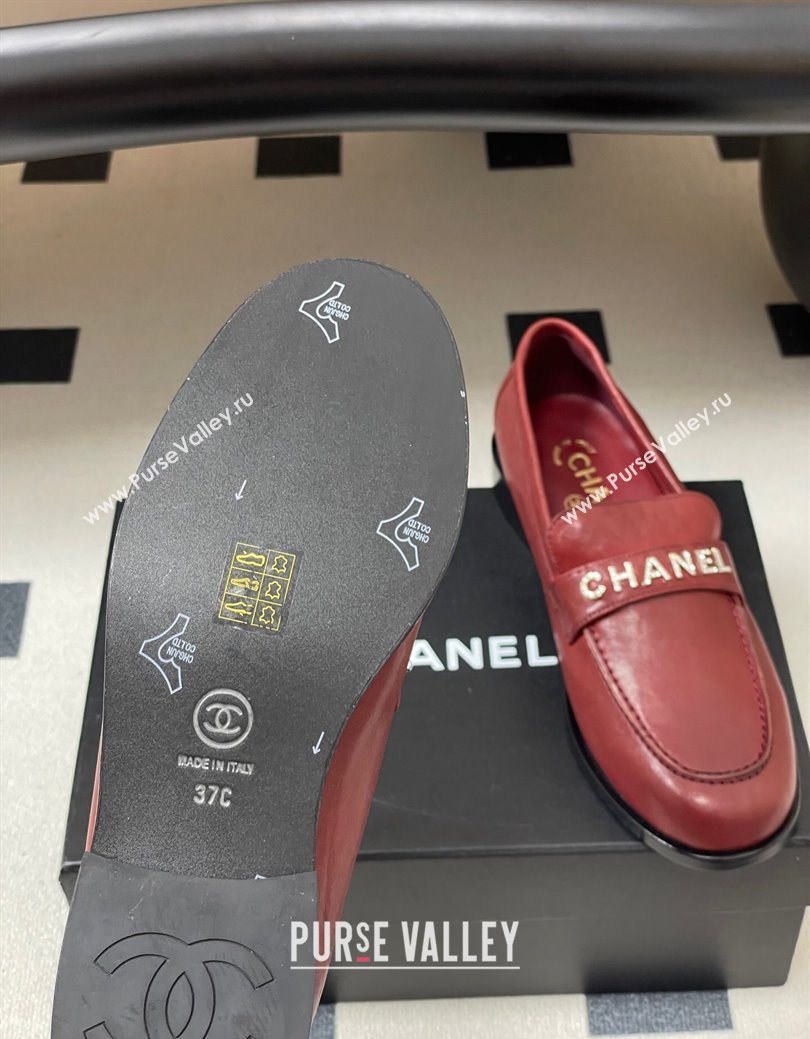Chanel Calfskin Leather Loafers with Letters Strap Red 2025 CH103102 (MD-251031100)