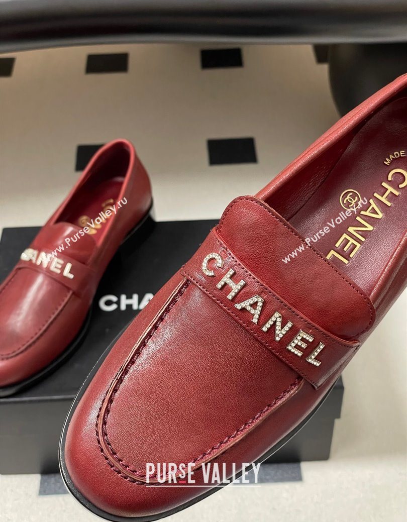 Chanel Calfskin Leather Loafers with Letters Strap Red 2025 CH103102 (MD-251031100)
