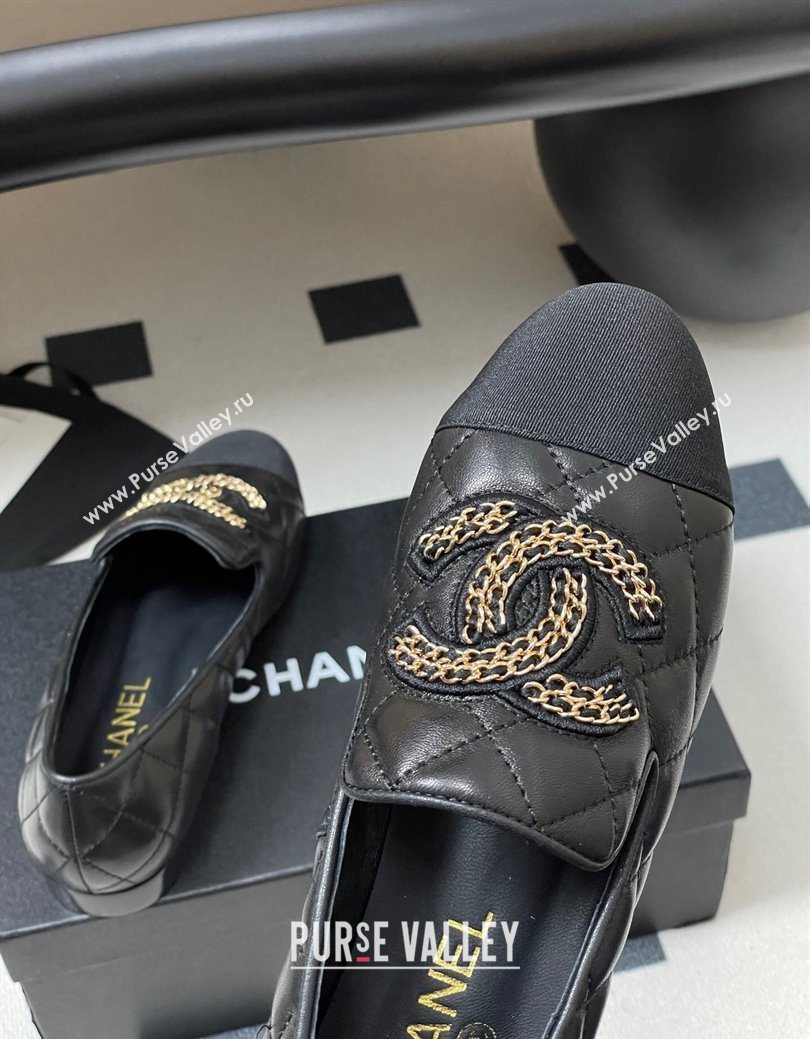 Chanel Lambskin Leather Flat Loafers with Chain CC Black 2025 CH103103 (MD-251031105)