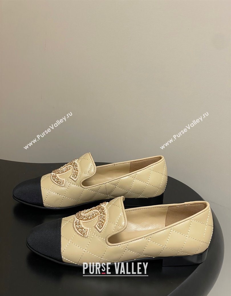 Chanel Lambskin Leather Flat Loafers with Chain CC Beige 2025 CH103103 (MD-251031107)