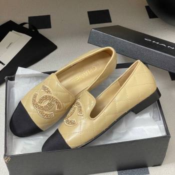 Chanel Lambskin Leather Flat Loafers with Chain CC Beige 2025 CH103103 (MD-251031107)