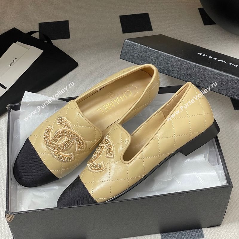Chanel Lambskin Leather Flat Loafers with Chain CC Beige 2025 CH103103 (MD-251031107)