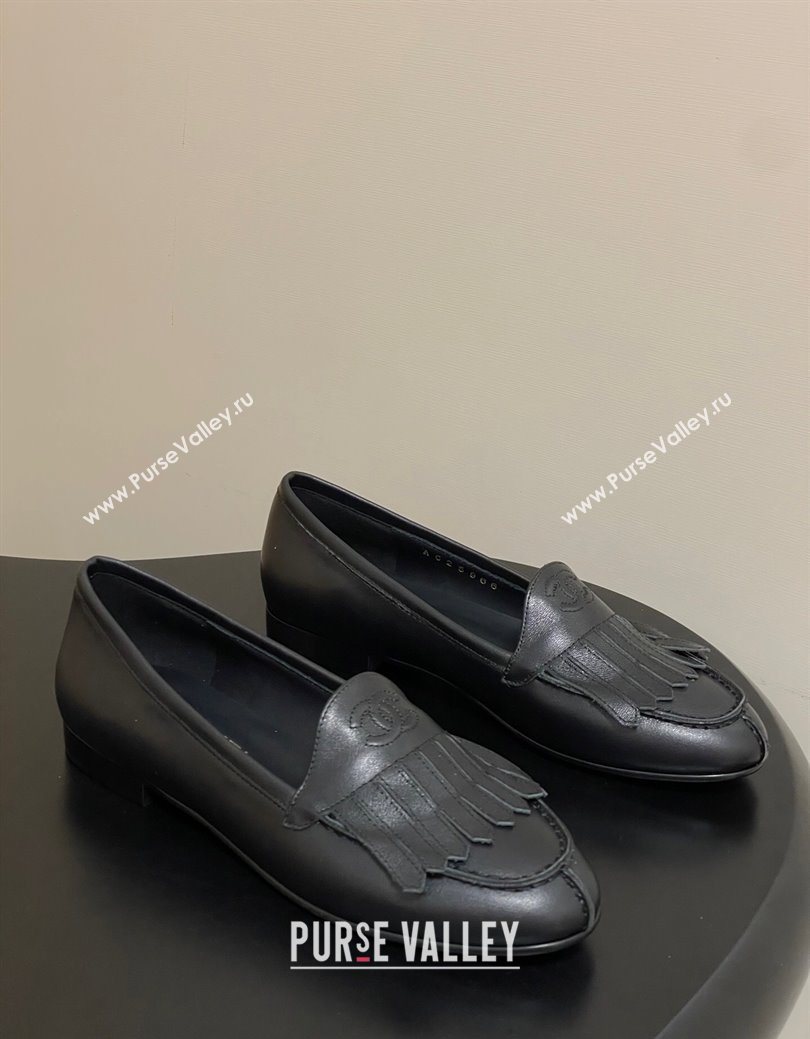 Chanel Calfskin Leather Flat Loafers with Tassel Black 2025 CH103104 (MD-251031108)